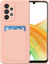 LuxeBass Hoesje geschikt voor Samsung A33 5G - Siliconen hoesje - Donker Roze - Pasjeshouder - telefoonhoes - gsm hoes - gsm hoesjes