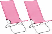vidaXL Strandstoelen 2 st inklapbaar stof roze