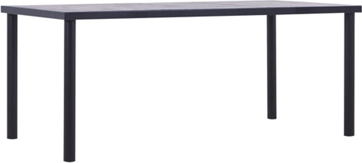 vidaXL Eettafel - 180x90x75 - cm - MDF - zwart - en - betongrijs