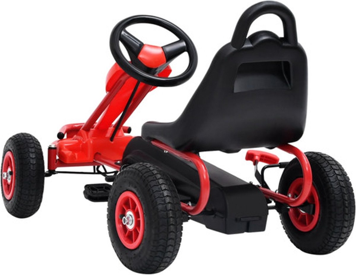 vidaXL Skelter met pedalen en pneumatische banden rood — afbeelding 4