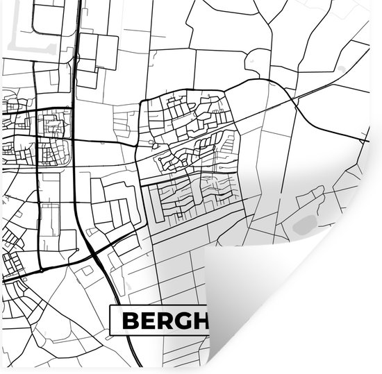 Stickers Stickers muraux - Berghem - Pays- Nederland - Carte - Plan de la ville - Plan d'étage - 120x120 cm - Feuille adhésive XXL