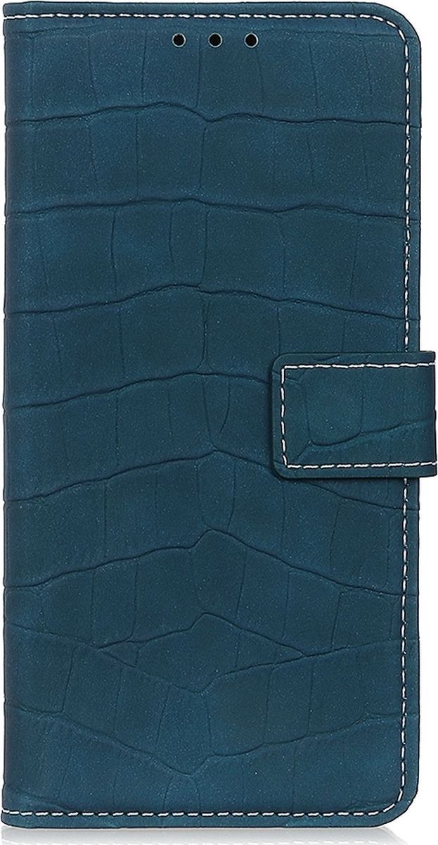 Mobigear Telefoonhoesje geschikt voor Google Pixel 6a Hoesje | Mobigear Croco Bookcase Portemonnee | Pasjeshouder voor 3 Pasjes | Telefoonhoesje voor Pinpas / OV Kaart / Rijbewijs - Groen