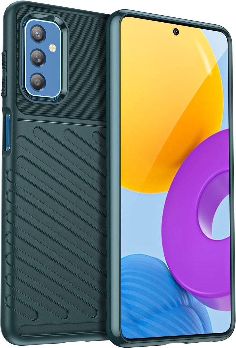 Mobigear Hoesje geschikt voor Samsung Galaxy M52 Telefoonhoesje Flexibel TPU | Mobigear Groove Backcover | Galaxy M52 Case | Back Cover - Groen
