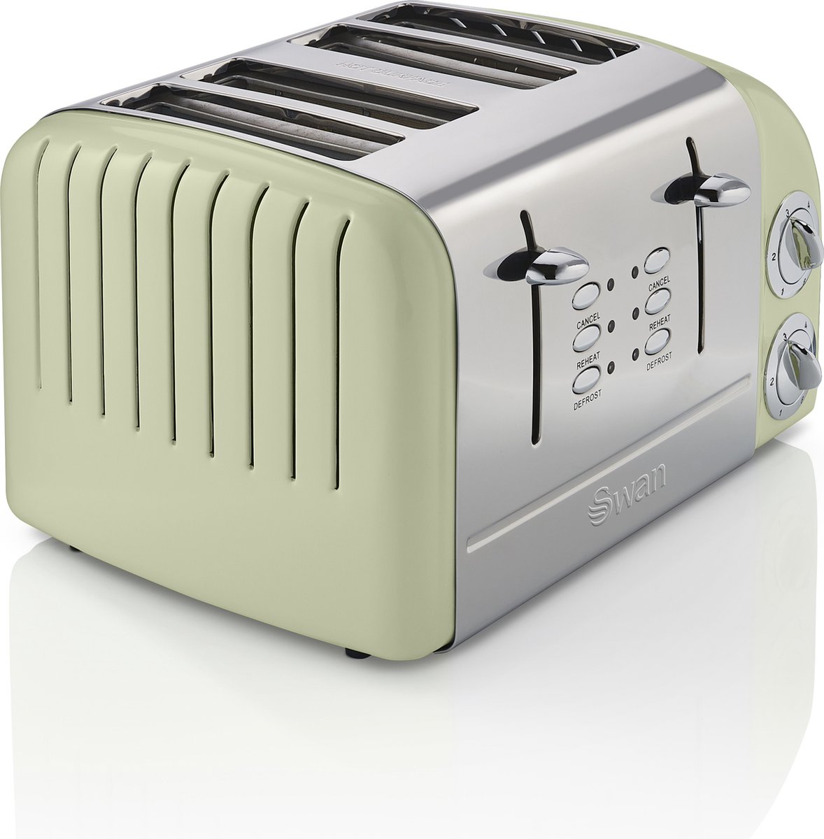 Swan 4-Sleuven Broodrooster – Bruiningsgraad Instelbaar – Groen