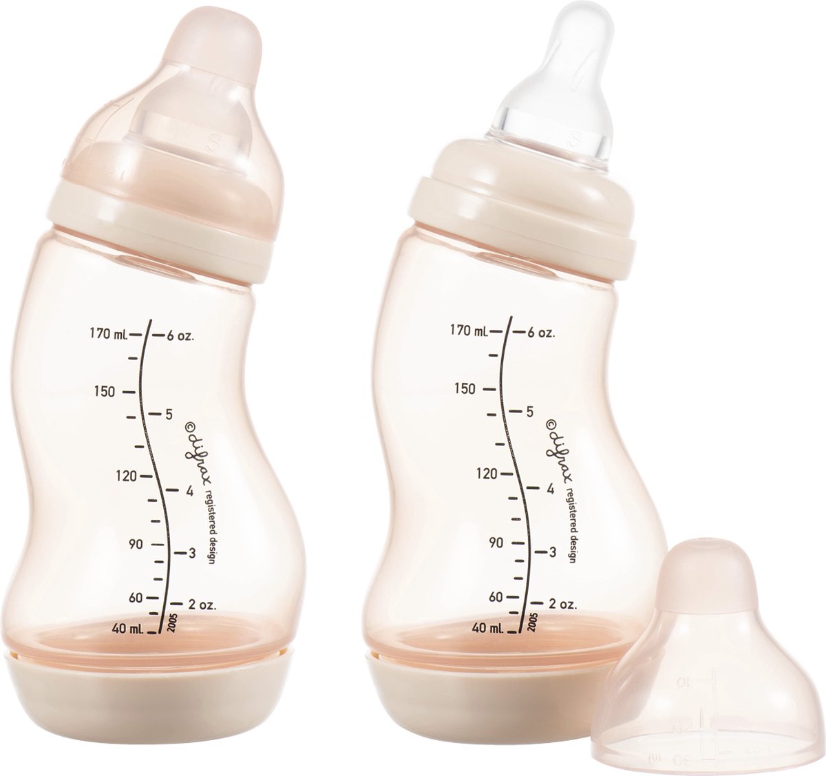 Difrax Babyfles 170 ml Natural - Anti-Colic - Lichtroze - 2 stuks