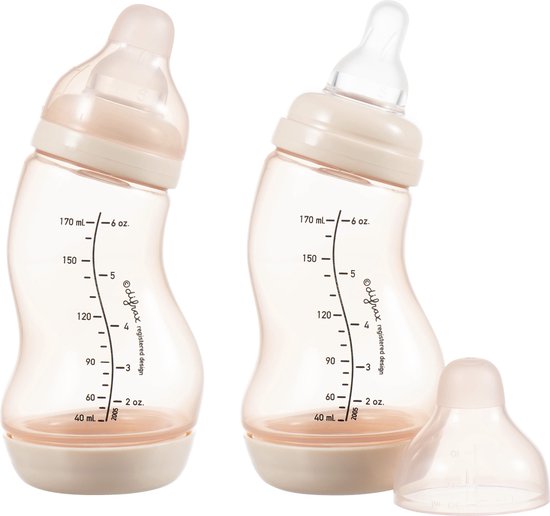 Difrax Babyfles 170 ml Natural - S-fles - Anti-Colic - Lichtroze - 2 stuks