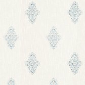 Barok behang Profhome 319461-GU textiel behang licht gestructureerd in barok stijl mat wit zilver 5,33 m2