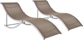 vidaXL - Ligbedden - inklapbaar - 2 - st - textileen - taupe