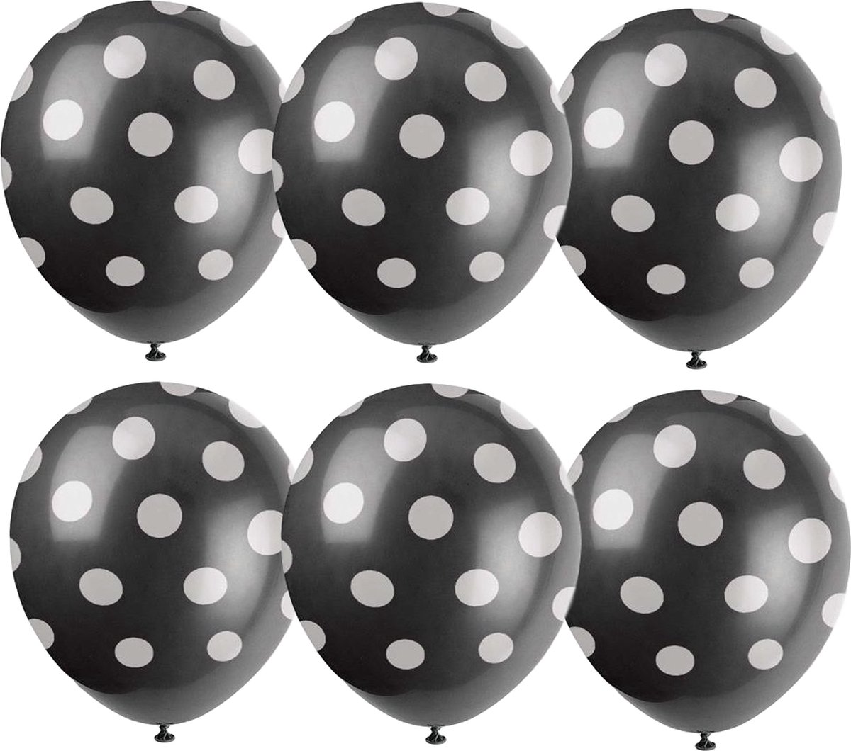 Ootje Kadootje Ballonnen Stippen Zwart/Wit 6 stuks OK 8309