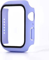 Smartphonica Hoesje met glazen screenprotector voor Apple Watch 45mm - Paars / Glas geschikt voor Apple Watch