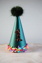 Verjaardagshoedje - feestmuts - Feesthoedje - Verjaardag - Cake smash - Groen - Bows and Flowers