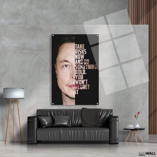 Luxe Canvas Schilderij Elon Musk | 75x100 | Woonkamer | Slaapkamer | Kantoor | Muziek | Design | Art | Modern | ** 4CM DIK! 3D EFFECT**