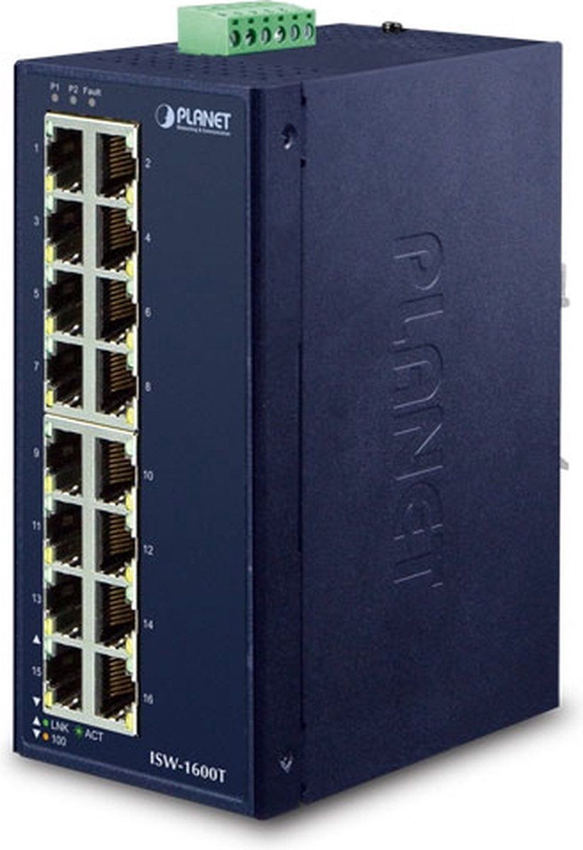 PLANET ISW-1600T netwerk-switch Unmanaged Fast Ethernet (10/100) Blauw