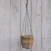 MigoStyling - Pot Suspendu - Rotin - Jardin - Rayure - Jardinière - Panier Suspendu - Dia 20 cm