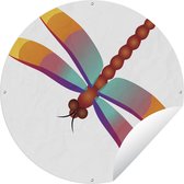 Tuincirkel Een illustratie van een kleurrijke libelle - 120x120 cm - Ronde Tuinposter - Buiten XXL / Groot formaat!