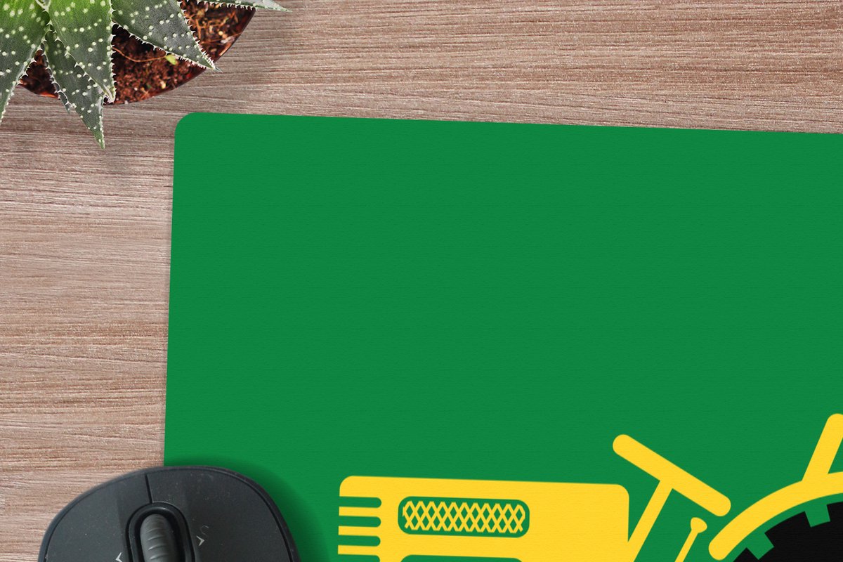 Muismat XXL 80x80 cm - Bureau onderlegger - Bureau mat Tractor - Geel - Groen - Bureaumat - Gaming mousepad xl - Bureaulegger groot - Computer deskmat