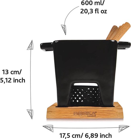 Boska Tapas Fondueset Nero L - Fondueset - Mag in vaatwasser en magnetron - 600 ml
