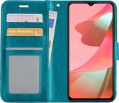 Hoes Geschikt voor OPPO A16s Hoesje Book Case Hoes Flip Cover Wallet Bookcase - Turquoise.