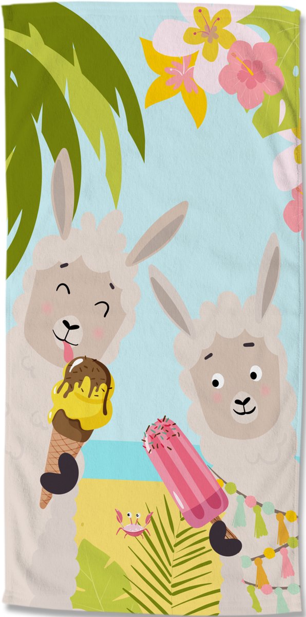 Good Morning Kinderstrandlaken "zomerse lama's" - Multi - (75x150 cm) - Microfiber