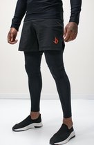 JUSS7 Sportswear - Pantalon de course 2 en 1 avec poche pour téléphone Extra long - Noir - S