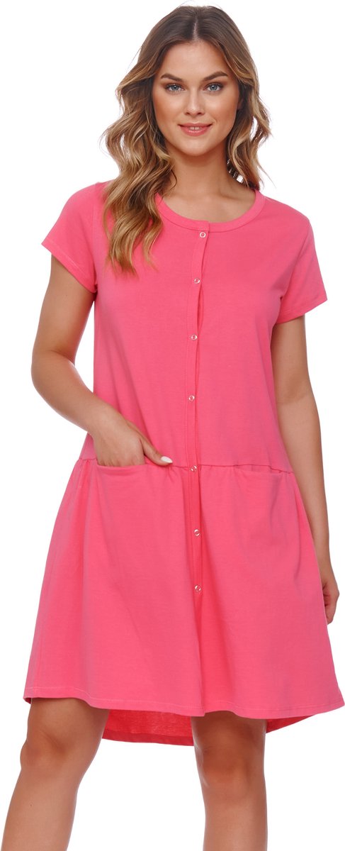 Doctor Nap Katoenen Nachthemd met Knoopjes Borstvoeding Bevallingsjurk TCB.9445 Peony 38 / Roze