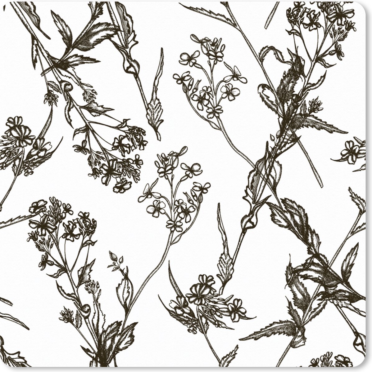 Muismat XXL 60x60 cm - Bureau onderlegger - Bureau mat Vintage - Planten - Bloemen - Patronen - Bureaumat - Gaming mousepad xl - Bureaulegger groot - Computer deskmat