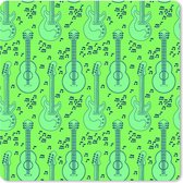 Muismat XXL - Bureau onderlegger - Bureau mat - Gitaar - Patronen - Groen - 60x60 cm - XXL muismat