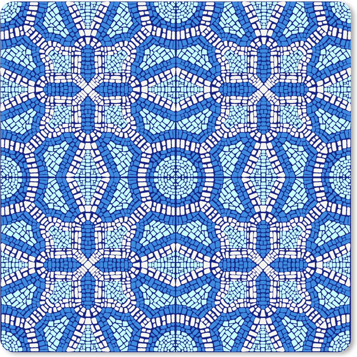 Muismat XXL 60x60 cm - Bureau onderlegger - Bureau mat Mozaïek - Blauw - Design - Bureaumat - Gaming mousepad xl - Bureaulegger groot - Computer deskmat