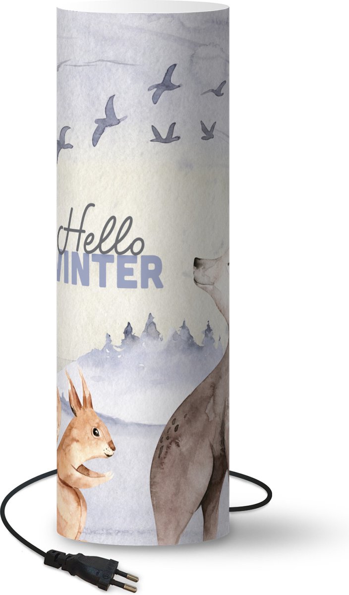 Lamp - Nachtlampje - Tafellamp slaapkamer - Dieren - Sneeuw - Winter - 70 cm hoog - Ø22.3 cm - Inclusief LED lamp