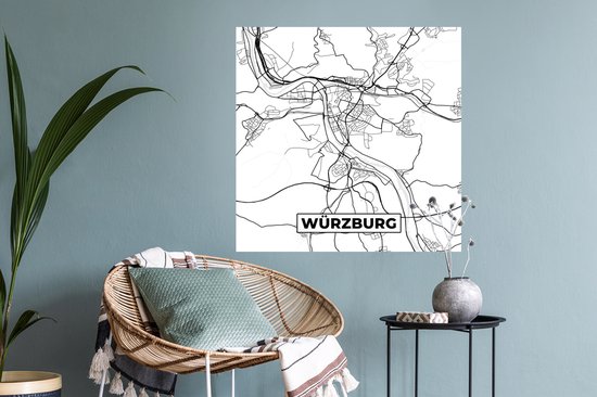 Stickers muraux - Würzburg - Carte - Plan de la ville - Plan d'étage - 80x80 cm - Feuille adhésive