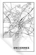 Muurstickers - Sticker Folie - Valenciennes - Frankrijk - Kaart - Plattegrond - Stadskaart - Zwart wit - 20x30 cm - Plakfolie - Muurstickers Kinderkamer - Zelfklevend Behang