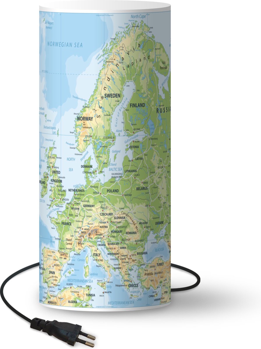 Lamptiger Tafellamp - Kaart - Ø 30 Cm - E14 - Multicolor