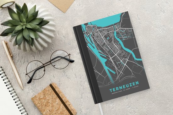 Carnet - Carnet - Plan de la ville - Terneuzen - Grijs - Blauw - Carnet - Format A5 - Bloc-notes - Carte