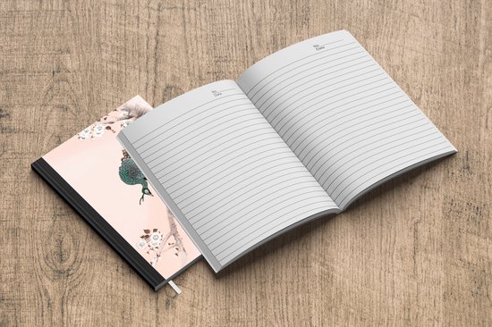 Carnet - Carnet d'écriture - Paon - Arbre - Fleurs - Japonais - Scandinave - Carnet - Format A5 - Bloc-notes