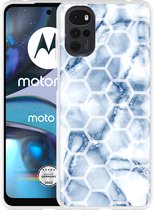 Motorola Moto G22 Hoesje Blue Marble Hexagon - Designed by Cazy