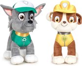 Paw Patrol knuffels setje van 2x karakters Rocky en Rubble 27 cm - Kinder speelgoed hondjes cadeau
