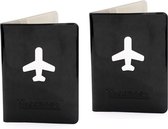 2x stuks paspoort houders zwart 13 cm - Reis documentenhouders paspoorthoezen