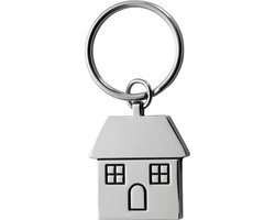 Sleutelhanger met huisje - 7 cm - RVS - nieuwe woning cadeau - huissluitels