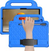 Tablet hoes geschikt voor Samsung Galaxy Tab S8/S7 (2022/2020) - Schokbestendige case met handvaten - Diamond Kids Cover met schouderriem - Blauw