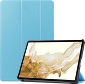 Hoes Geschikt voor Samsung Galaxy Tab S8 Ultra Hoes Luxe Hoesje Book Case - Hoesje Geschikt voor Samsung Tab S8 Ultra Hoes Cover - Lichtblauw