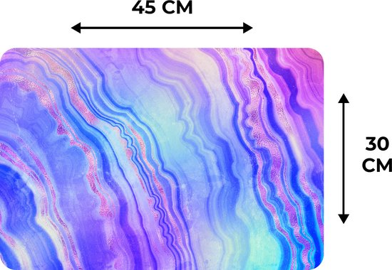 Set de table - Napperons de table en plastique - Néon - Pierres précieuses - Agate - 45x30 cm - 6 pièces - Résistant à la chaleur - Antidérapant - Coussinet - Amovible