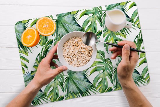 Napperons de table - Jungle - Feuilles - Nature - Tropical - Vert clair - Sous-verre - Cuisine - 45x30 cm - 6 pièces