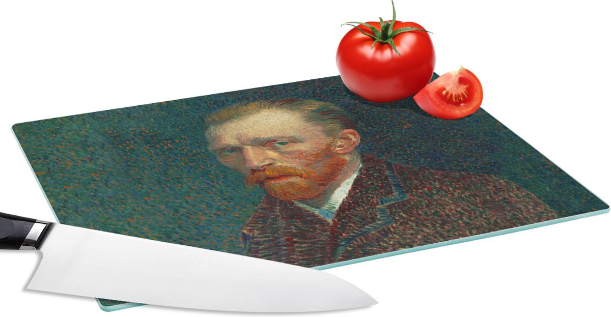 Glazen Snijplank - 28x20 - Kunst - Van Gogh - Oude meesters - Zelfportret - Snijplanken Glas