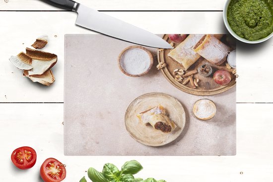 Planche à découper en Verres - 28x20 - Pâtisserie - Herbes - Fruits - Strudel aux pommes - Planches à découper en Glas