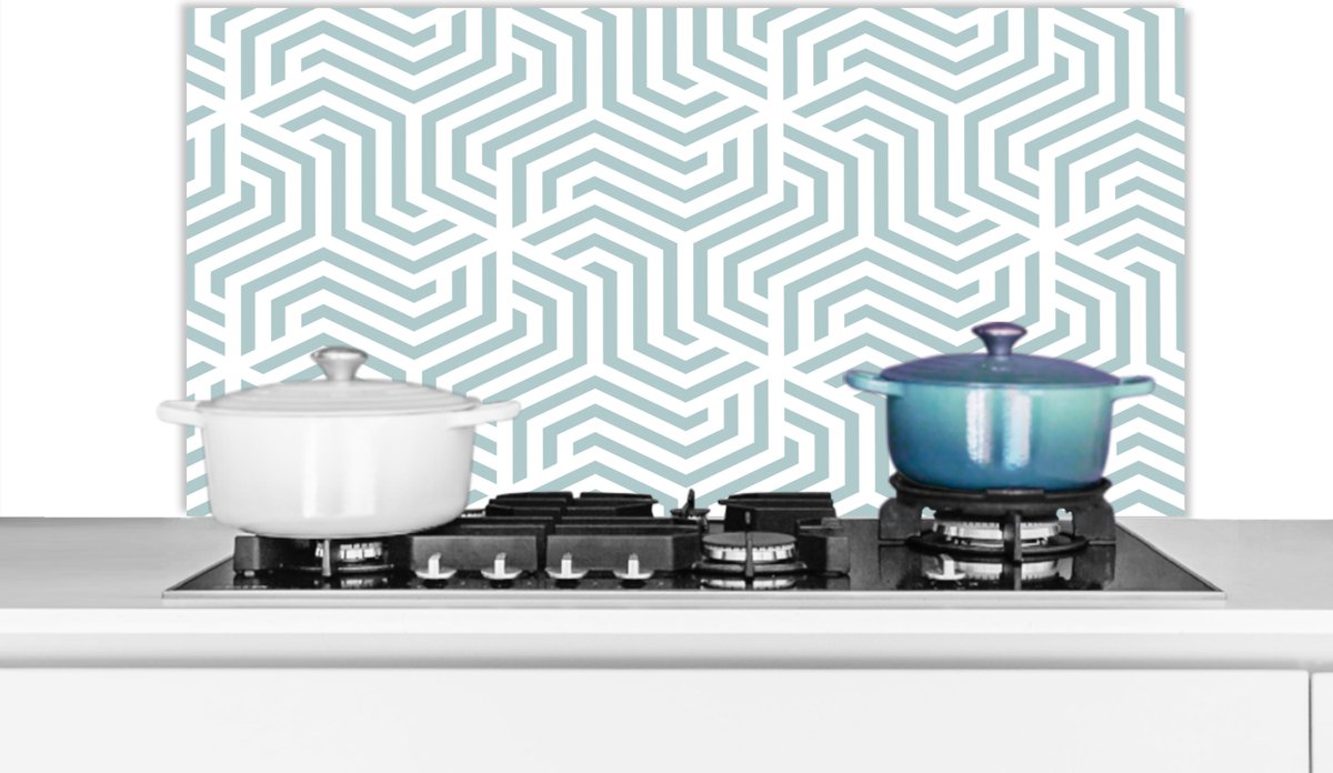 Spatscherm - Design - Keuken - Lijn - Groen - Spatwand - 100x50 cm - Achterwand keuken