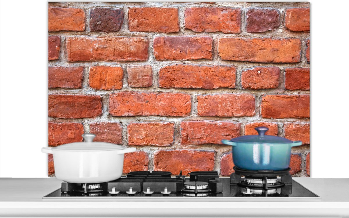 Spatscherm- Baksteen - Rood - Muur - Spatwand - Koken - 100x65 cm