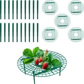 Relaxdays steun aardbeien - plantensteun - set van 6 - tegen slakken - kunststof - groen