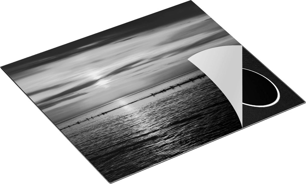 Chefcare Inductie Beschermer Zonsondergang in de Zee - Zwart Wit - 57,6x51,6 cm - Afdekplaat Inductie - Kookplaat Beschermer - Inductie Mat