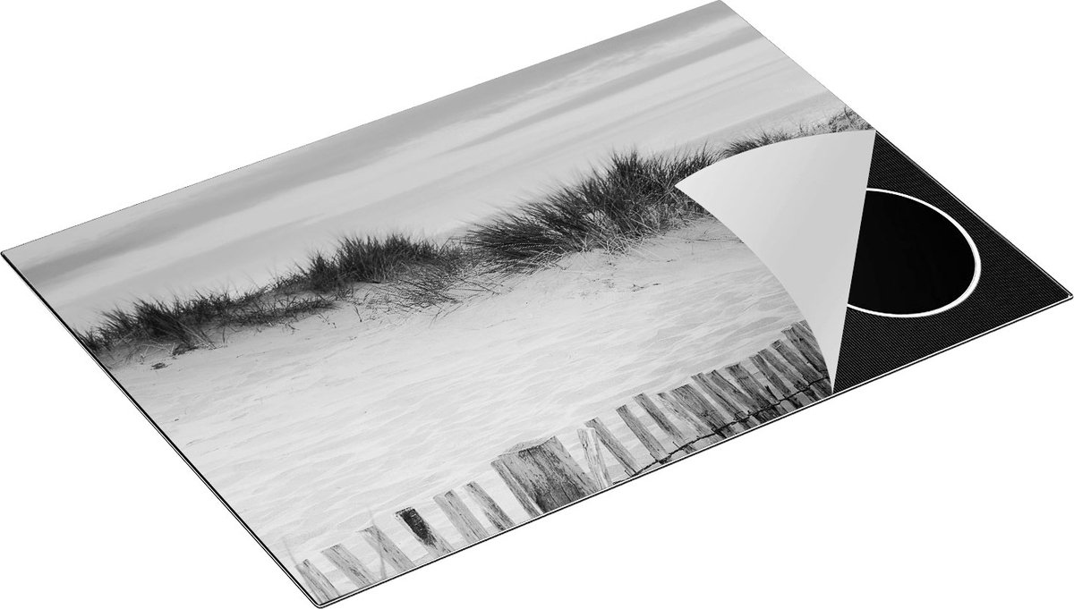 Chefcare Inductie Beschermer Zand Duinen aan het Strand - Zwart Wit - 75x50 cm - Afdekplaat Inductie - Kookplaat Beschermer - Inductie Mat