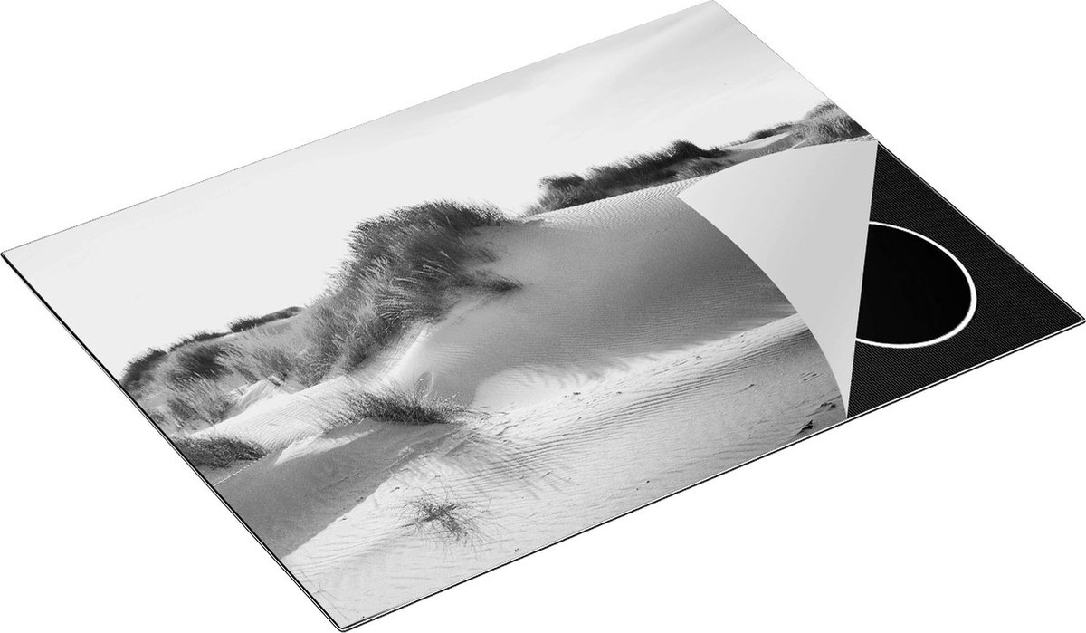 Chefcare Inductie Beschermer Zand Duinen aan het Strand - Zwart Wit - 71x52 cm - Afdekplaat Inductie - Kookplaat Beschermer - Inductie Mat